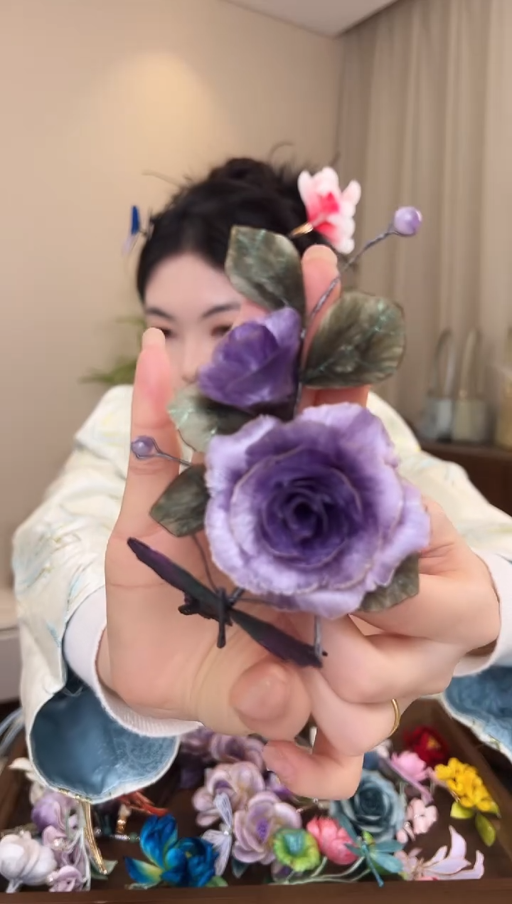 刺绣續*深紫色玫瑰边夹