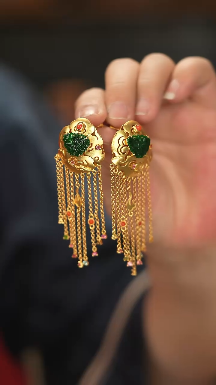 【闪购商品】翡翠耳饰银S925镶嵌新款