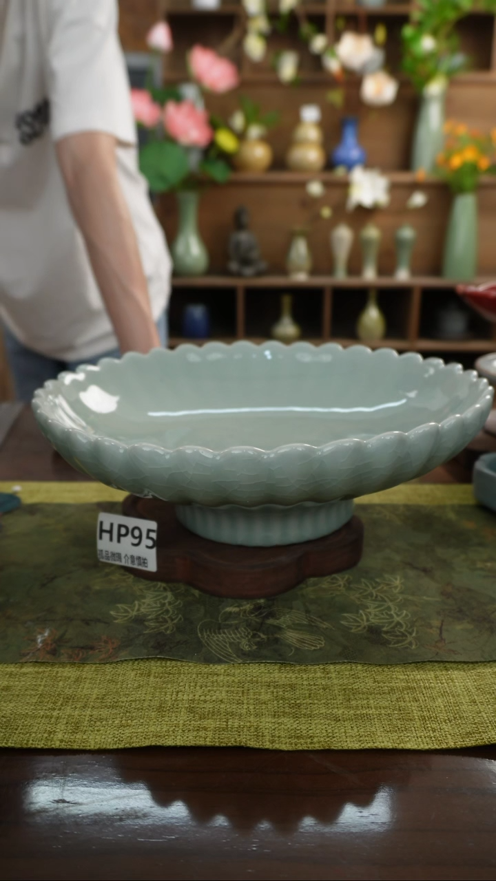 陶瓷哈哈哈哈哈果盘天青色