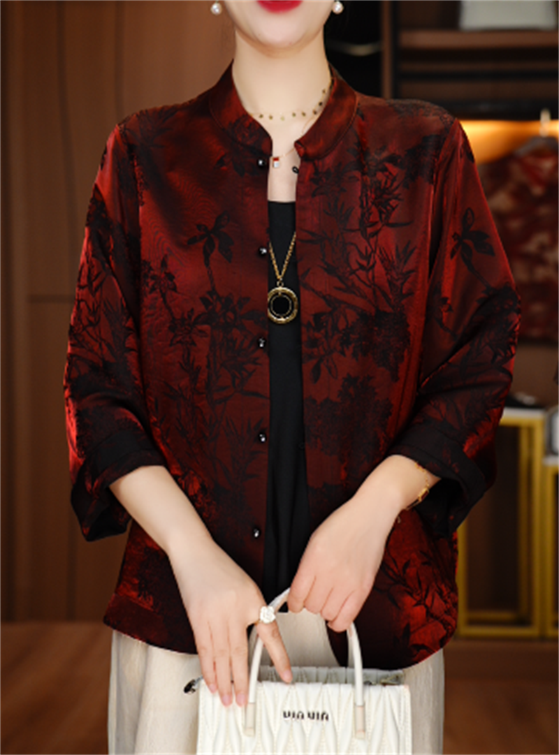 春夏衬衫女时尚显瘦优雅洋气气质休闲印花百搭衬衫V25P753