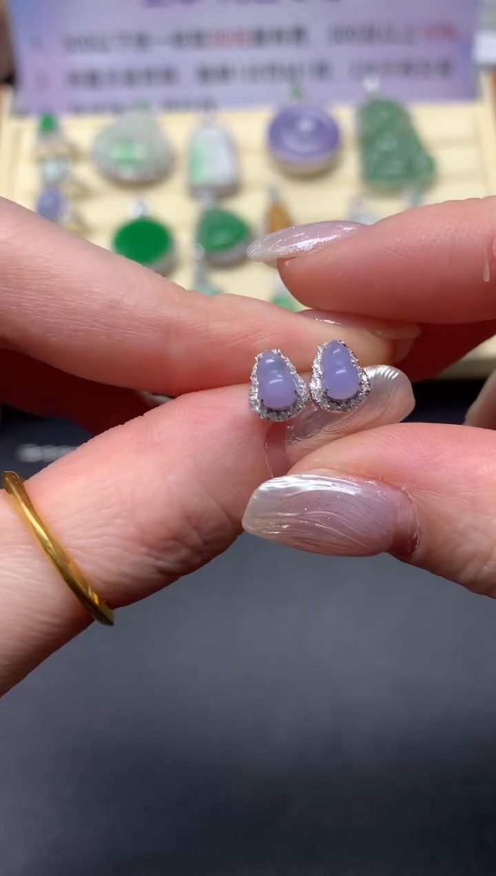 【闪购商品】翡翠耳饰18K金镶嵌耳饰|2300