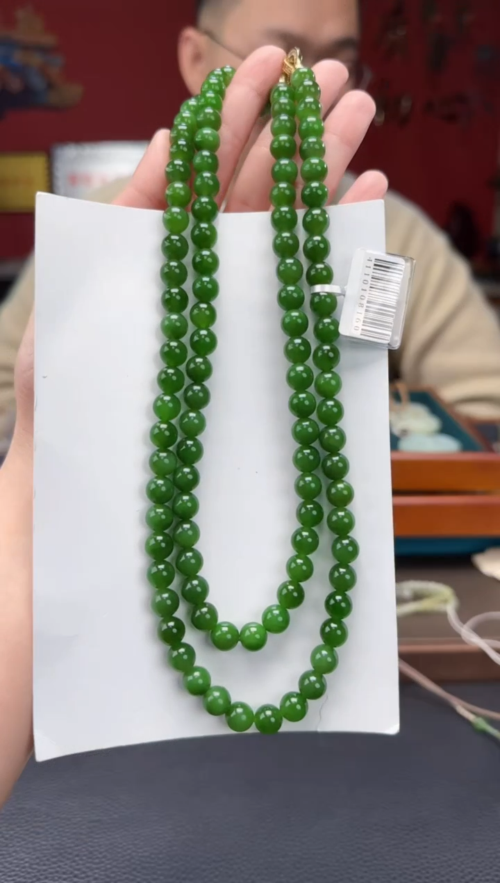 【闪购商品】和田玉颈饰未镶嵌碧玉108颗多圈卡8