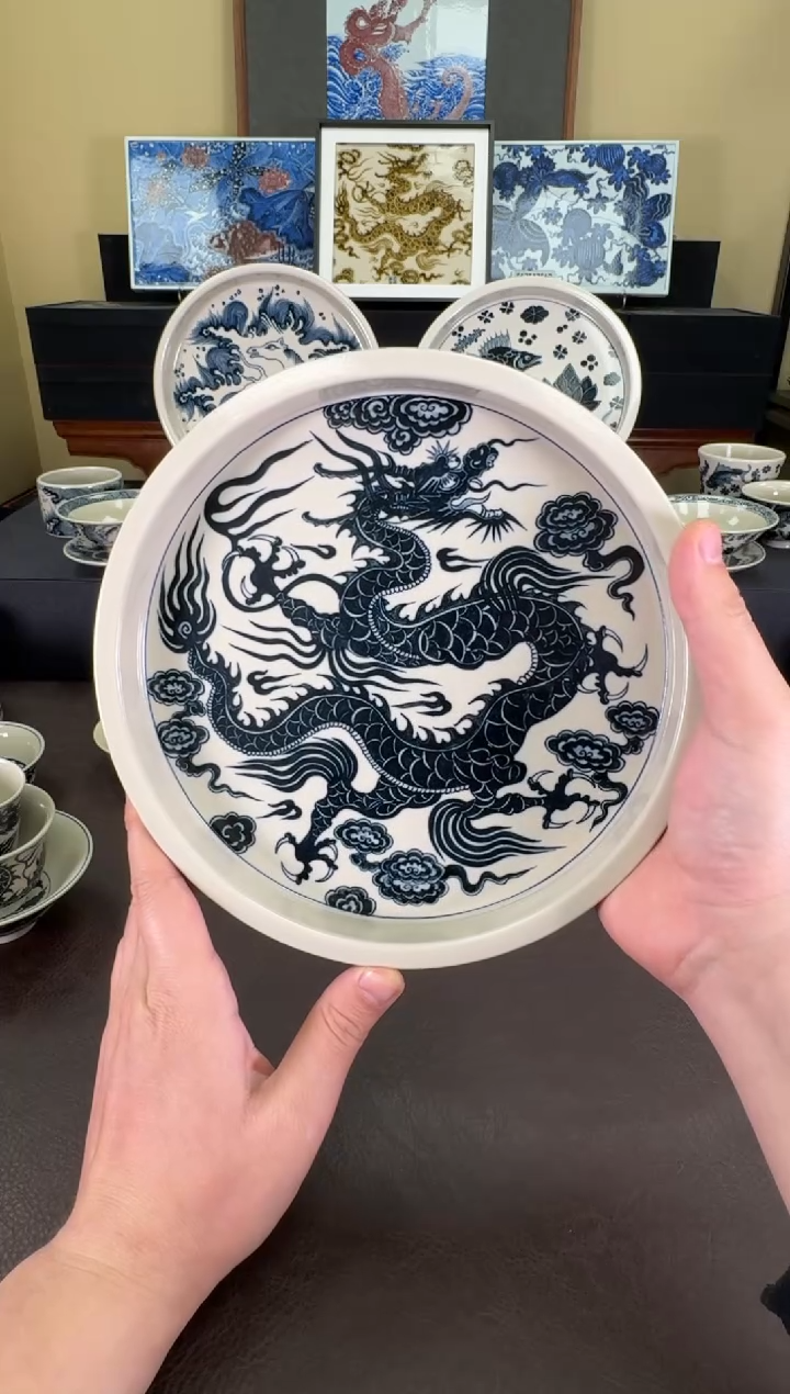 【闪购商品】瓷片二号釉1351龙纹壶承二号釉