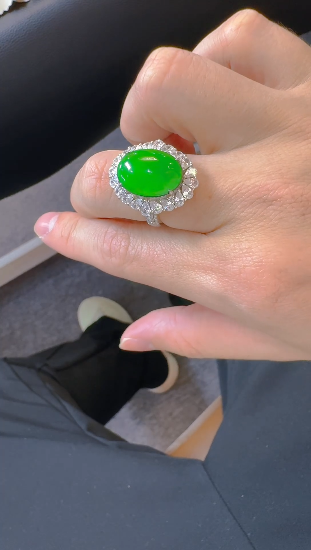 【闪购商品】翡翠戒指银S925镶嵌天然A货翡翠