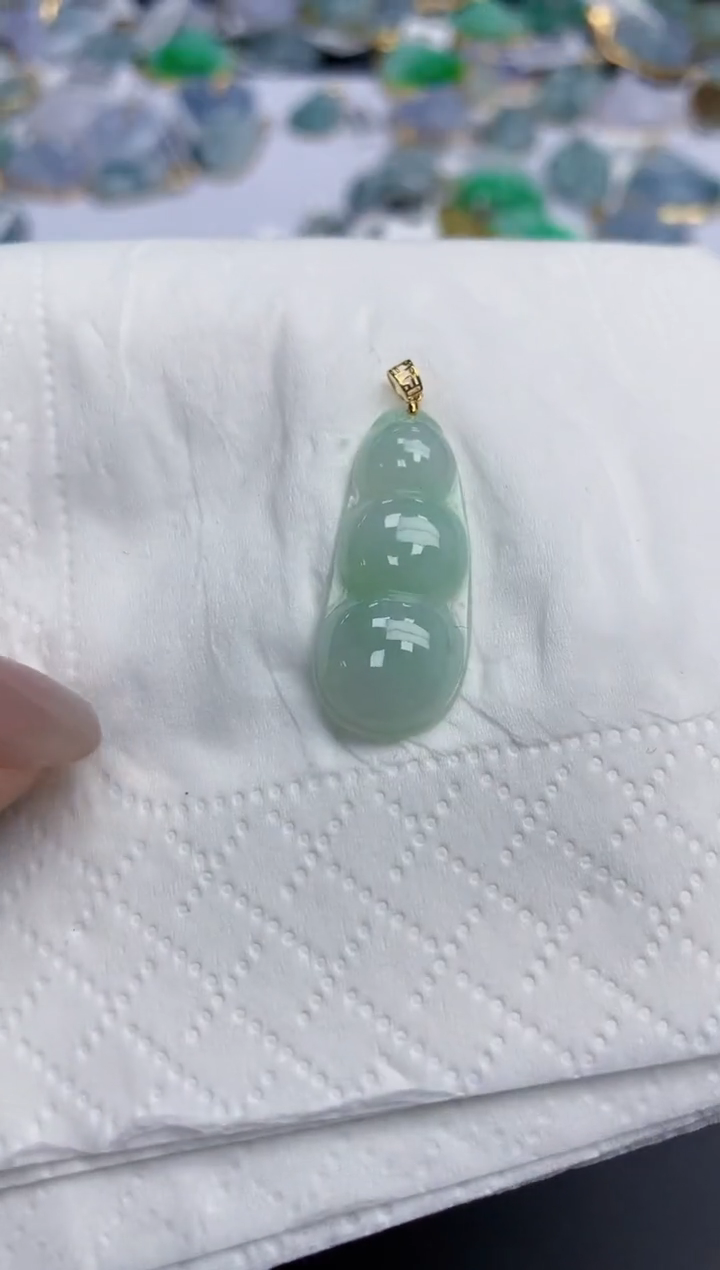 【闪购商品】翡翠颈饰18K金镶嵌天然缅甸翡翠A货