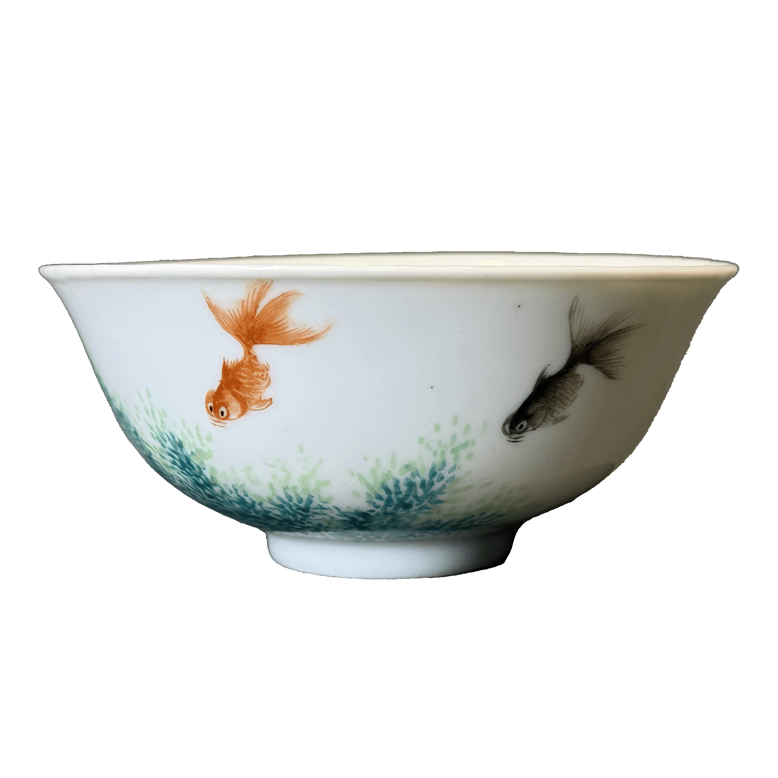 25021251t粉彩鱼藻诗纹碗