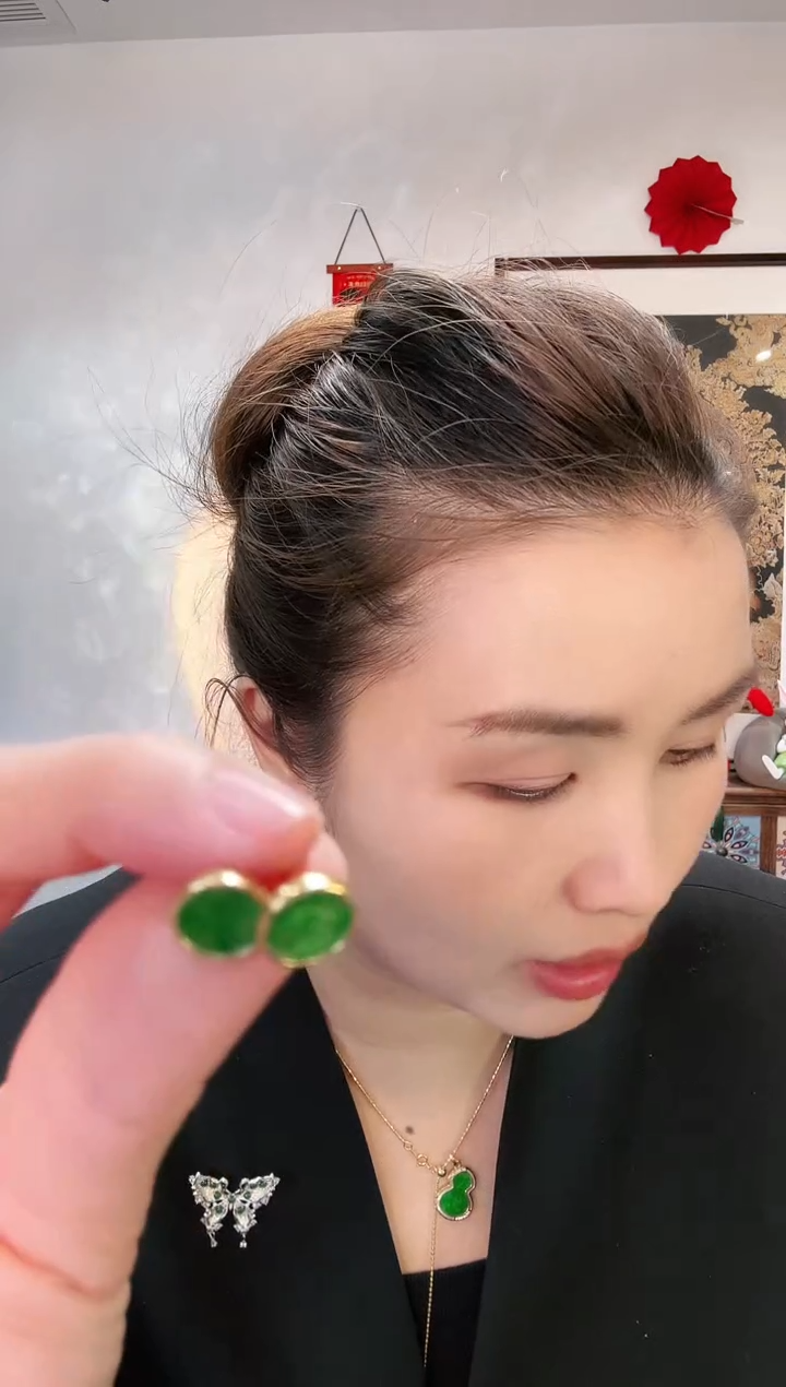 【闪购商品】翡翠耳饰银S925镶嵌耳饰