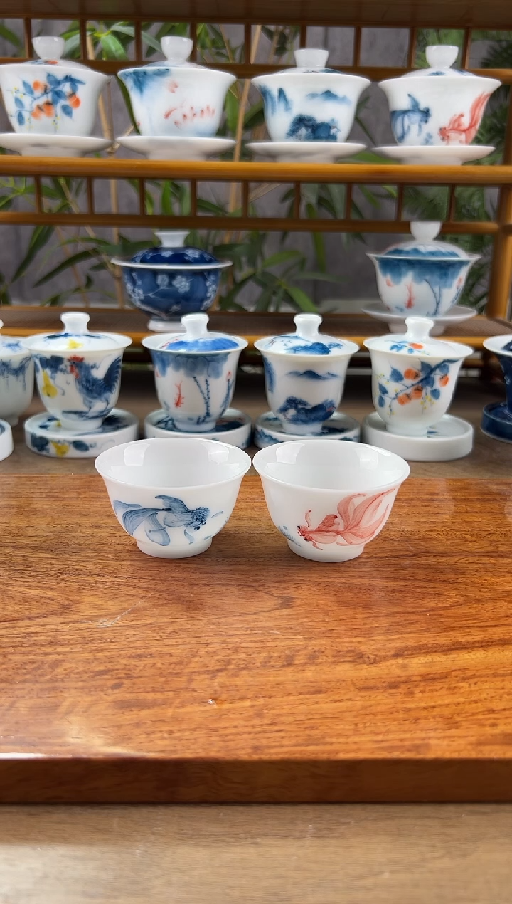 【闪购商品】微瑕高冰红蓝锦鲤般若一对