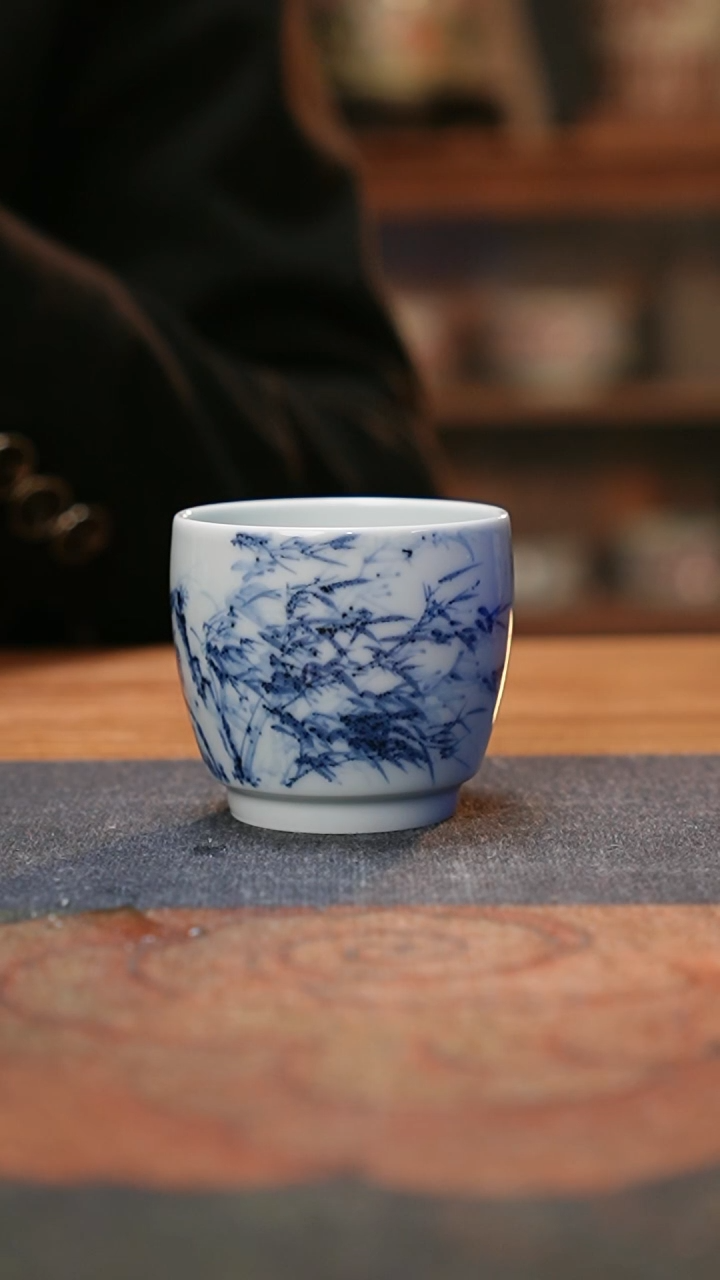 【闪购商品】康亭守艺有余系列：静观风声摇竹来鳜鱼鼓腹杯