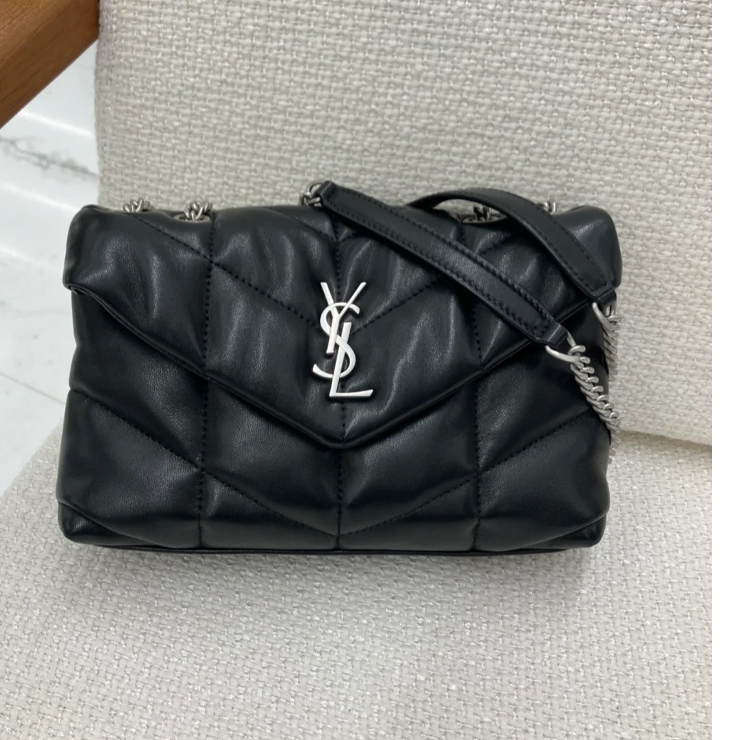 95新 YSL/圣罗兰 【总仓一口价】puffer黑银小号链条包/BG23004815