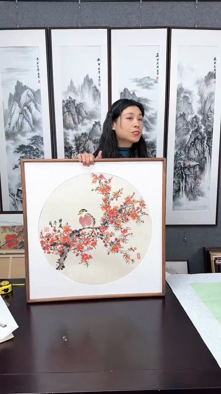 【闪购商品】国画梅花实木装裱
