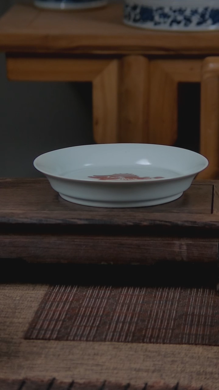 折葵非器手工手绘釉里红鱼纹壶承