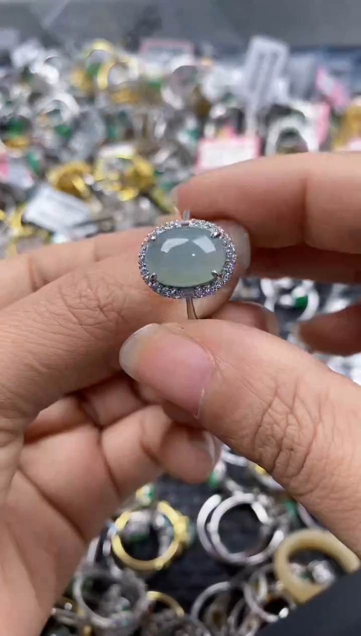 银S925镶嵌戒指翡翠888---10