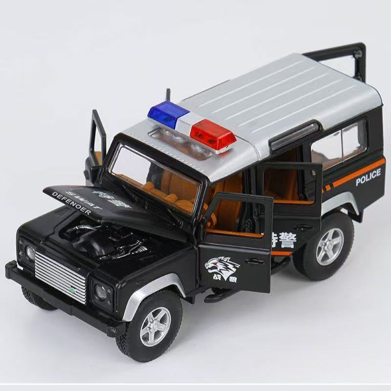 合金特警车 可开门灯光音效 回力警车版仿真模型14.5厘米 袋装