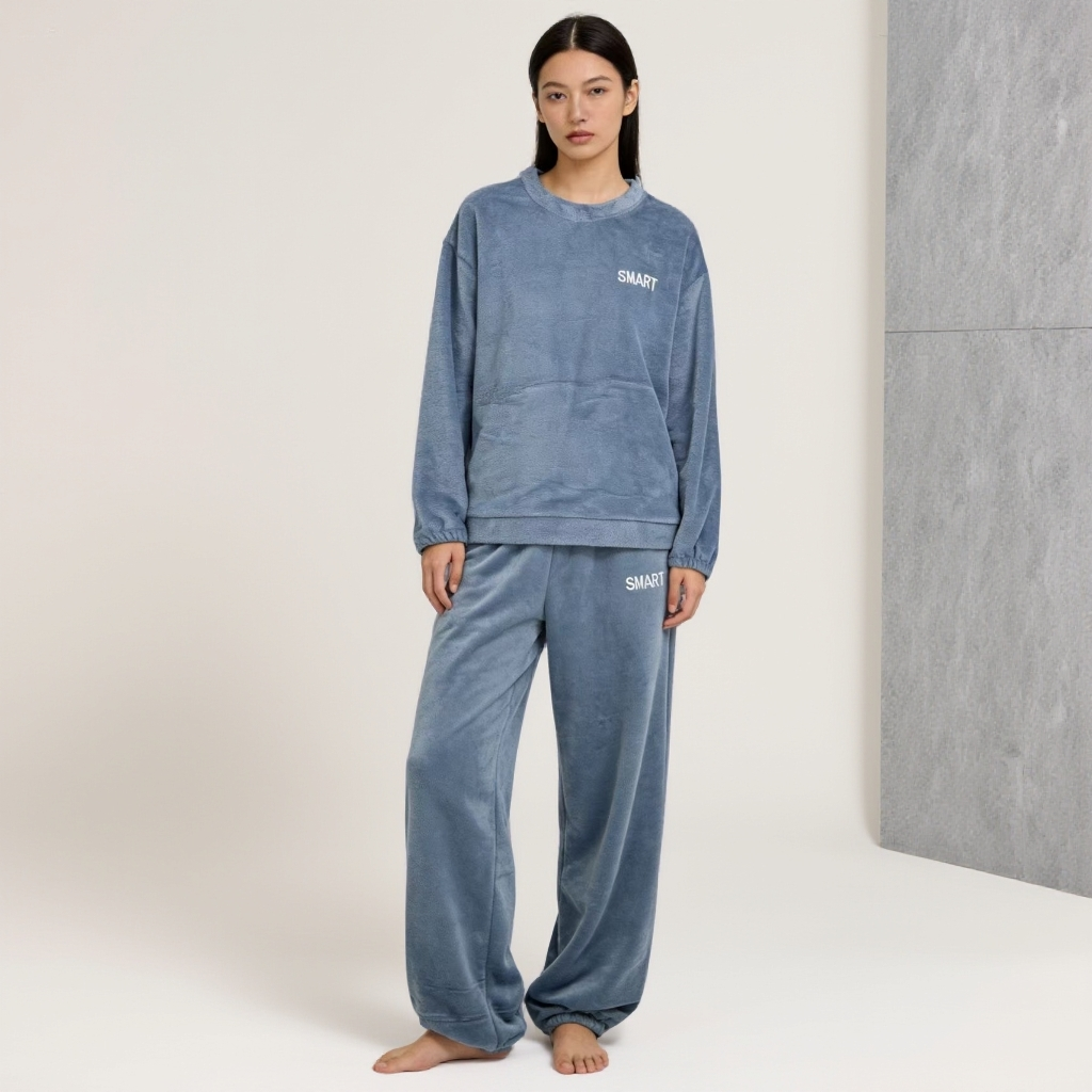 冬季慕斯暖绒牛奶绒可居家可外出穿睡衣家居服男女可穿
