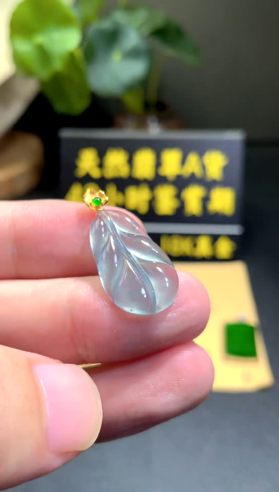 颈饰18K金镶嵌翡翠翡翠A货