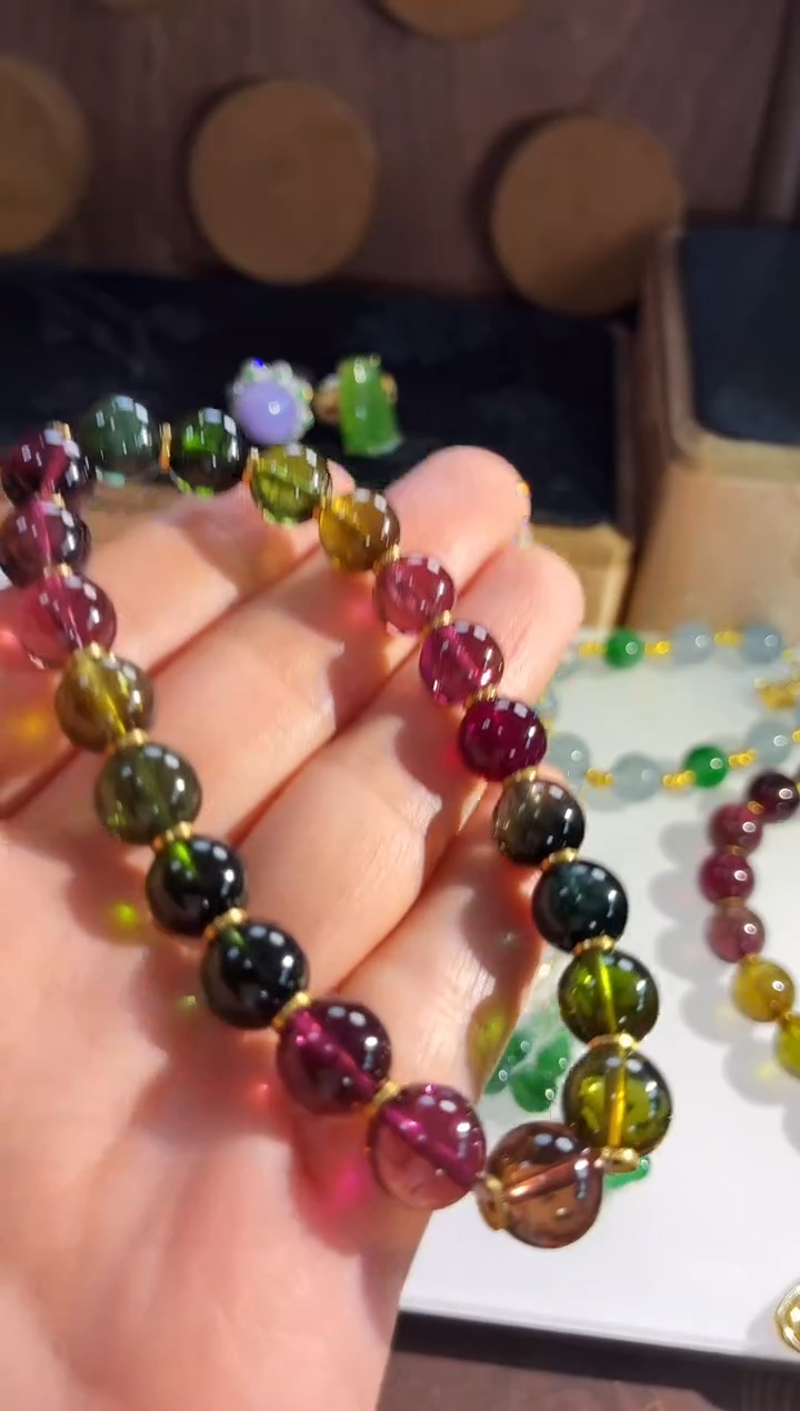 18K金镶嵌手链碧玺手链