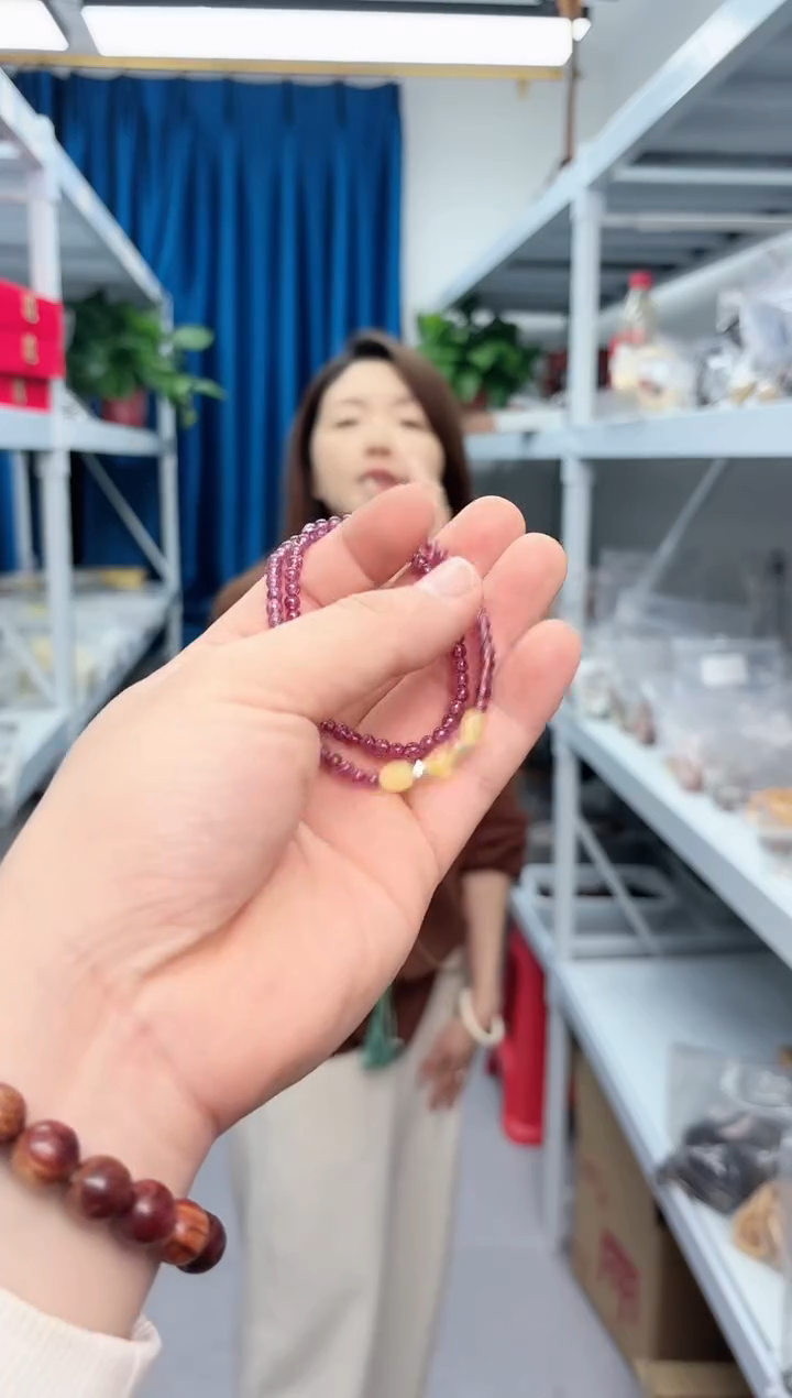 【闪购商品】石榴石手串未镶嵌DIY蜡蜡双圈