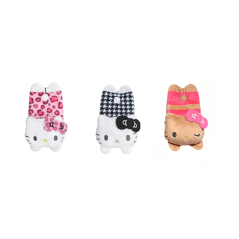 【冲绳限定】Hello Kitty钥匙扣黑皮|千鸟格|豹纹Kitty趴趴发夹合集