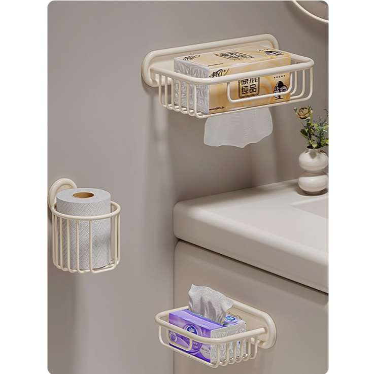 卫生间厕纸盒免打孔纸巾架厕所纸巾盒置物架卷纸抽纸收纳