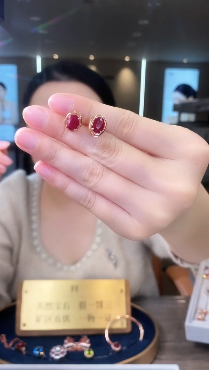 【闪购商品】红宝石耳饰银S925镶嵌09