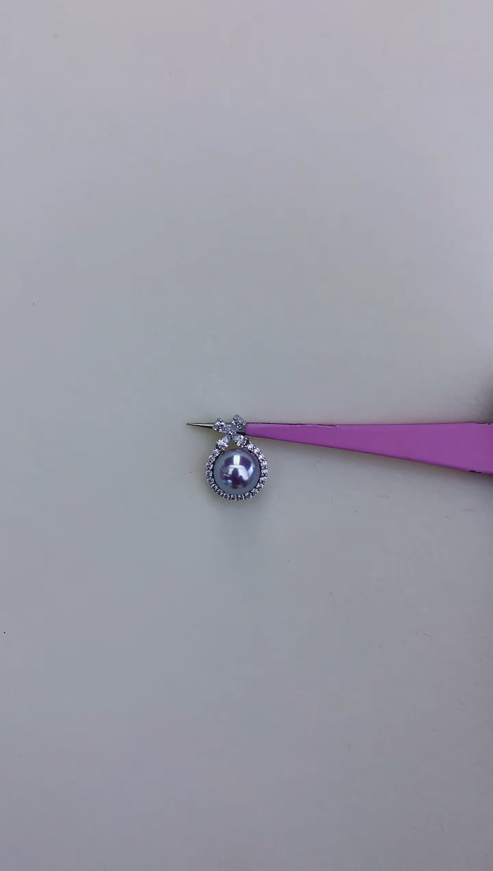 银S925镶嵌饰品海水珍珠真多麻色设计款吊坠