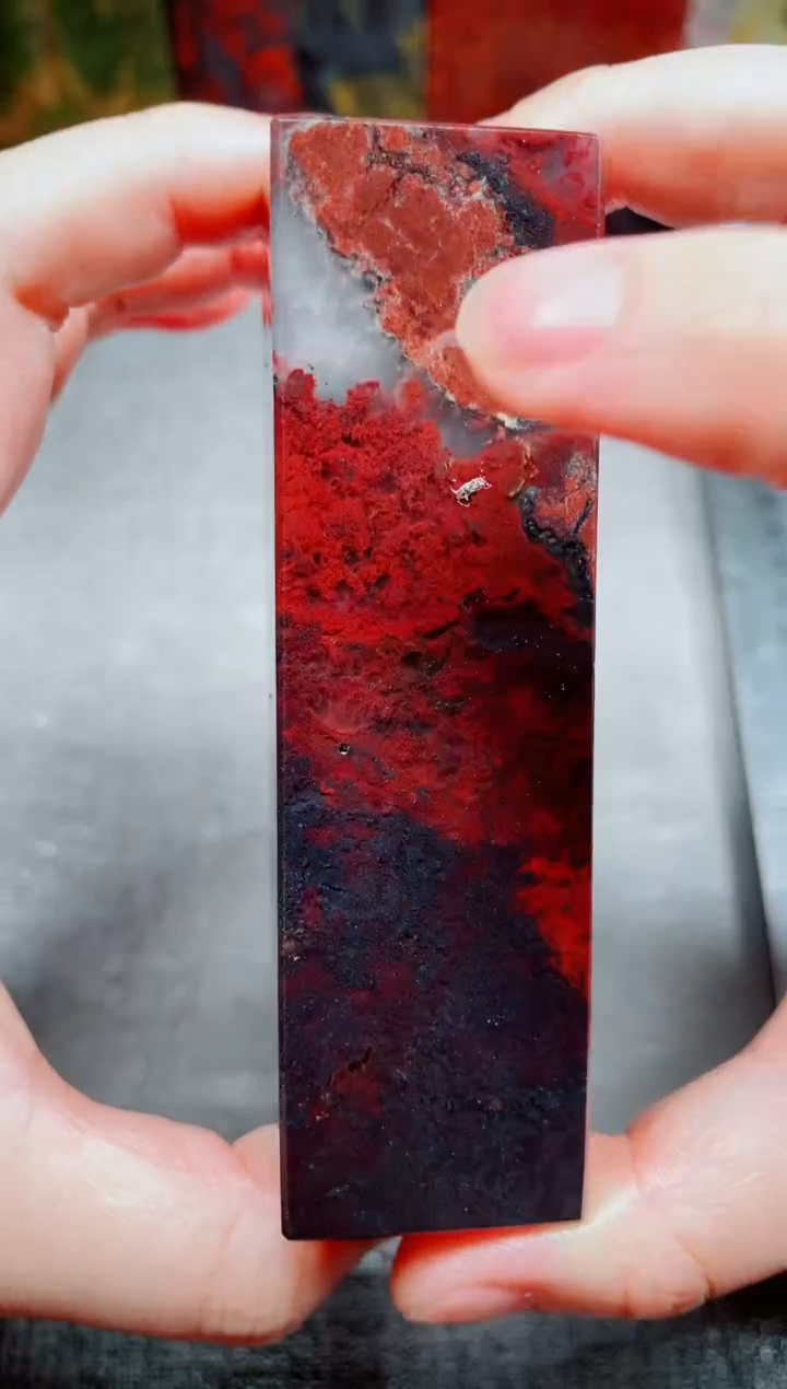玉桂林鸡血玉素章3.0左右红2