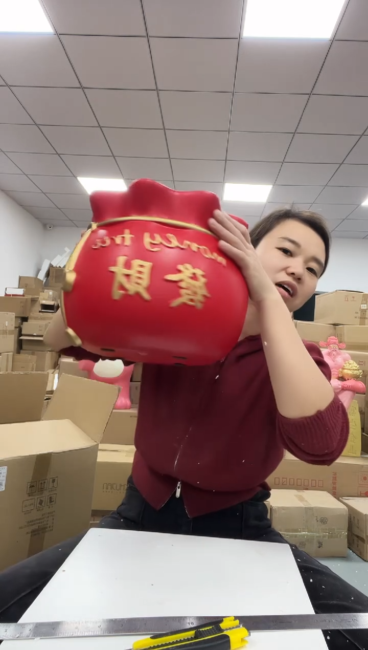 树脂发财落地花瓶