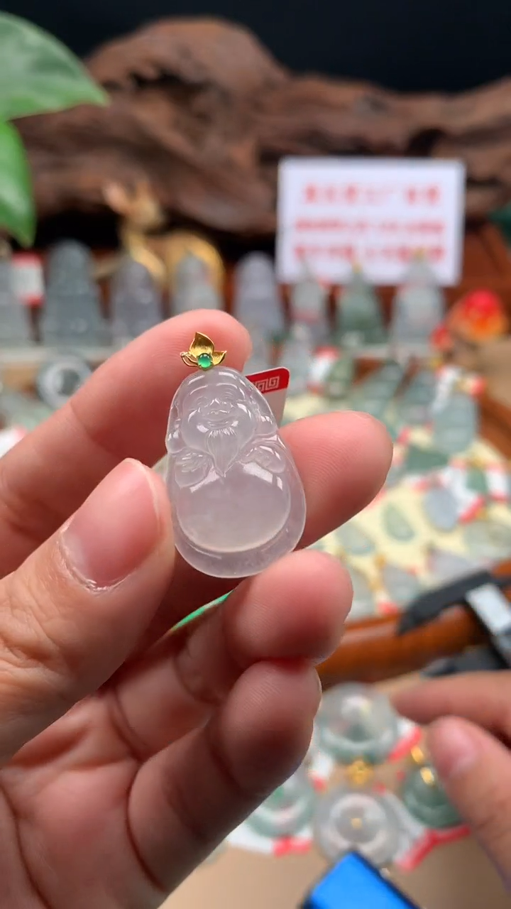 【闪购商品】翡翠吊坠(不含链)18K金镶嵌财爷