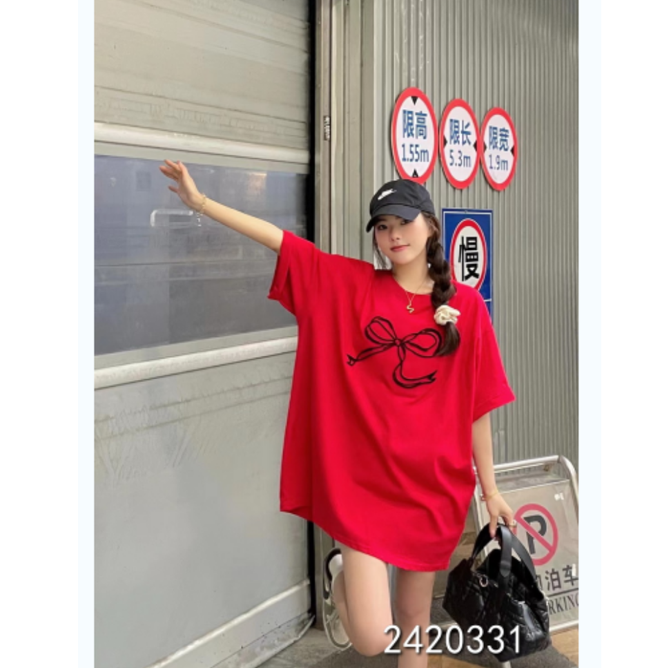 小妳XiaoNi———（夏款大版蝴蝶结T恤2420331）