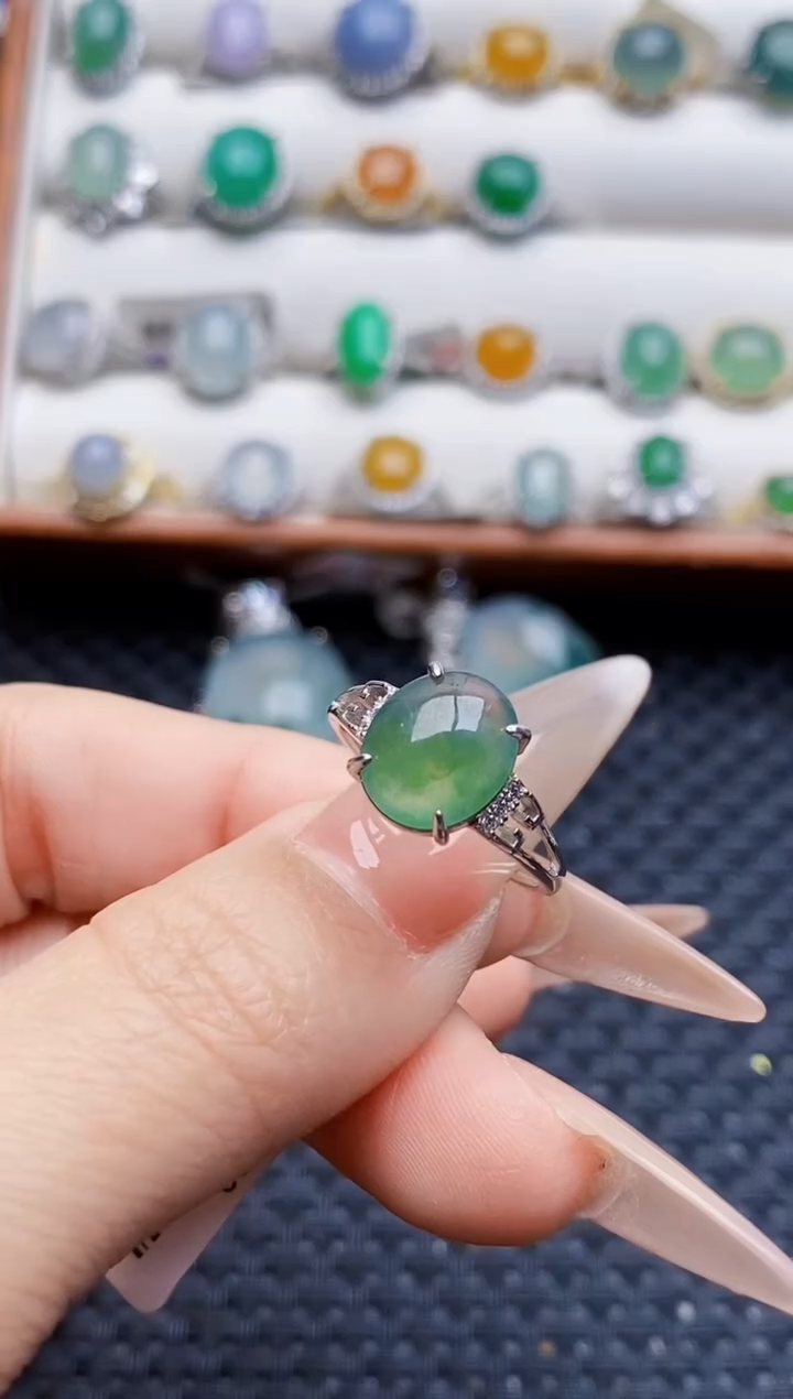 银S925镶嵌戒指翡翠623