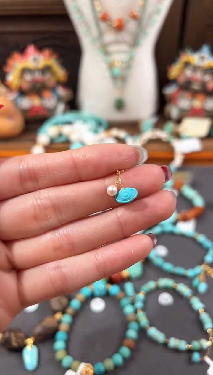 【闪购商品】绿松石提溜18K金镶嵌绿松石提溜