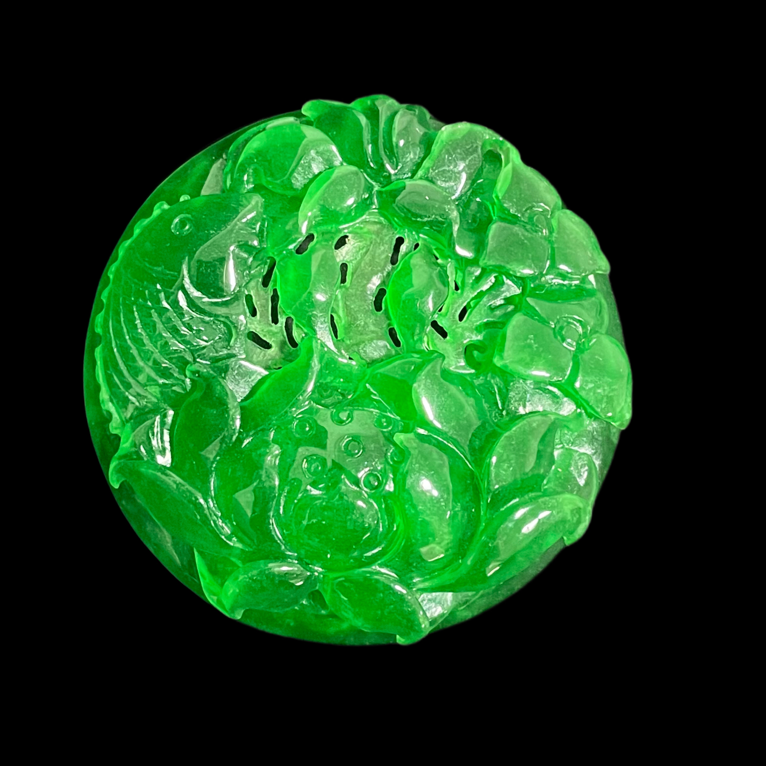 《清代》翡翠  楚韵汉风收藏馆  鱼莲牌