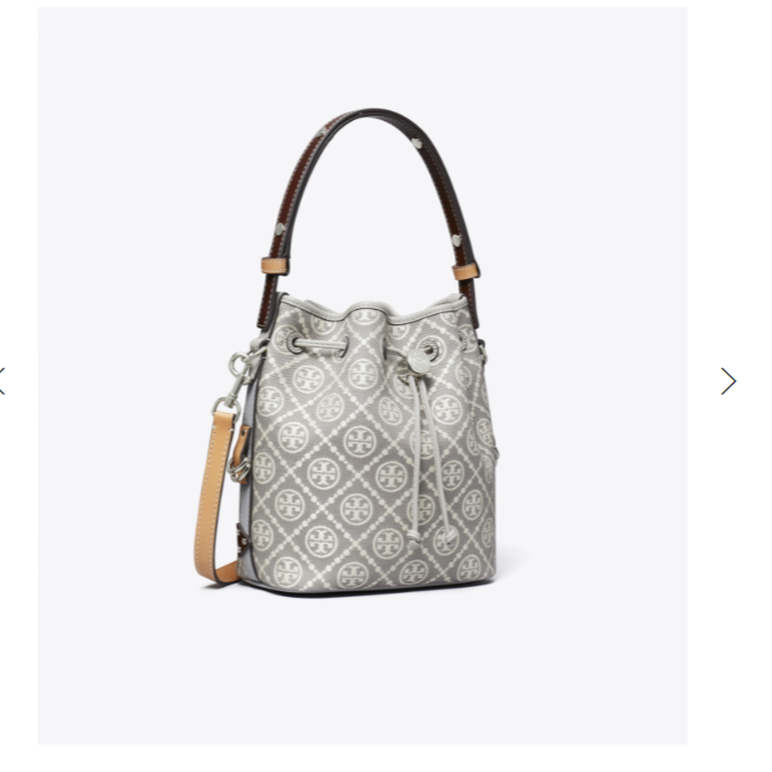 Tory Burch汤丽柏琦 预售 灰老花中号抽绳水桶包174331-020 