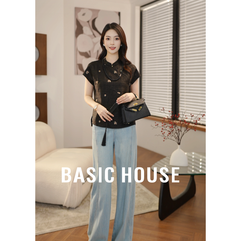 Basic House/百家好夏季新款新中式立领减龄衬衫B1195B5T712