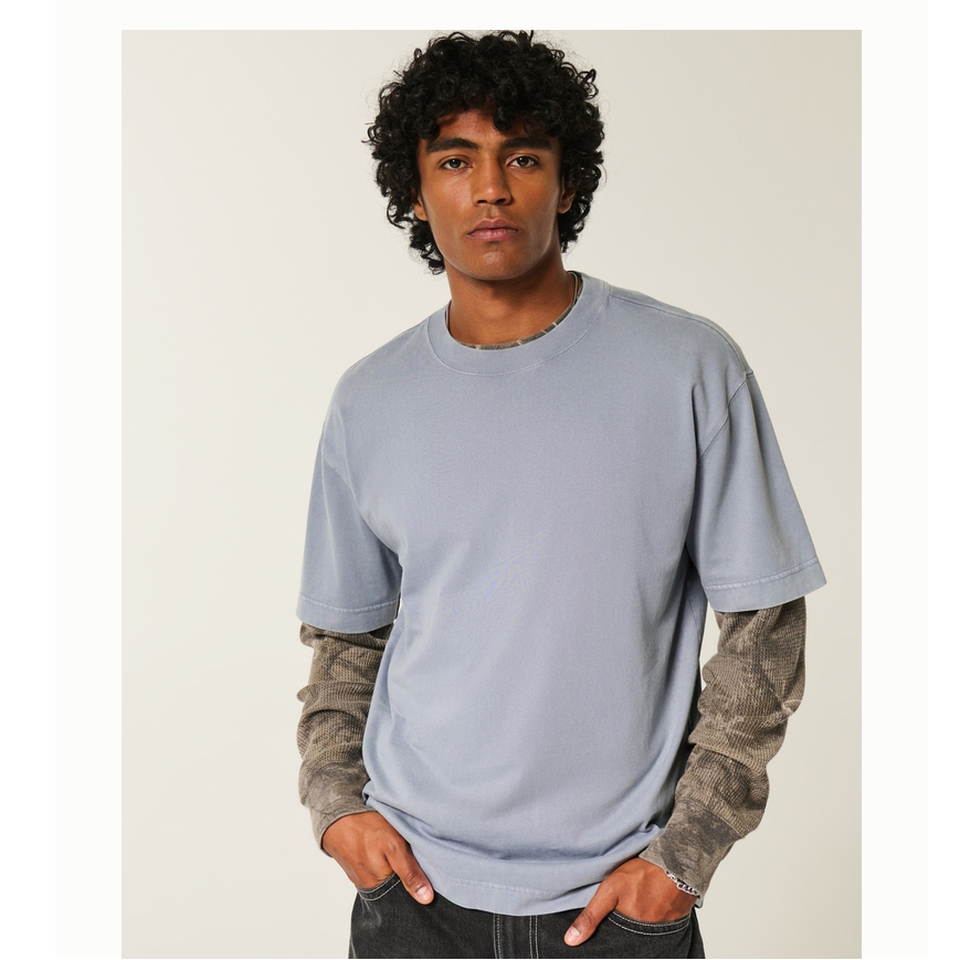 Hollister25秋季新款情侣重磅棉质水洗短袖T恤男装女装324-5398