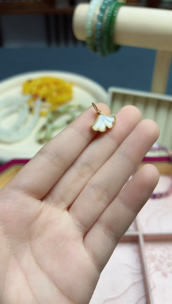 【闪购商品】贝壳（贝母）吊坠18K金镶嵌18k金贝母吊坠*1 MY赠链