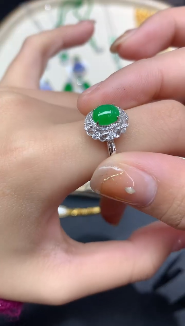 18K金镶嵌戒指翡翠戒指A15|9800