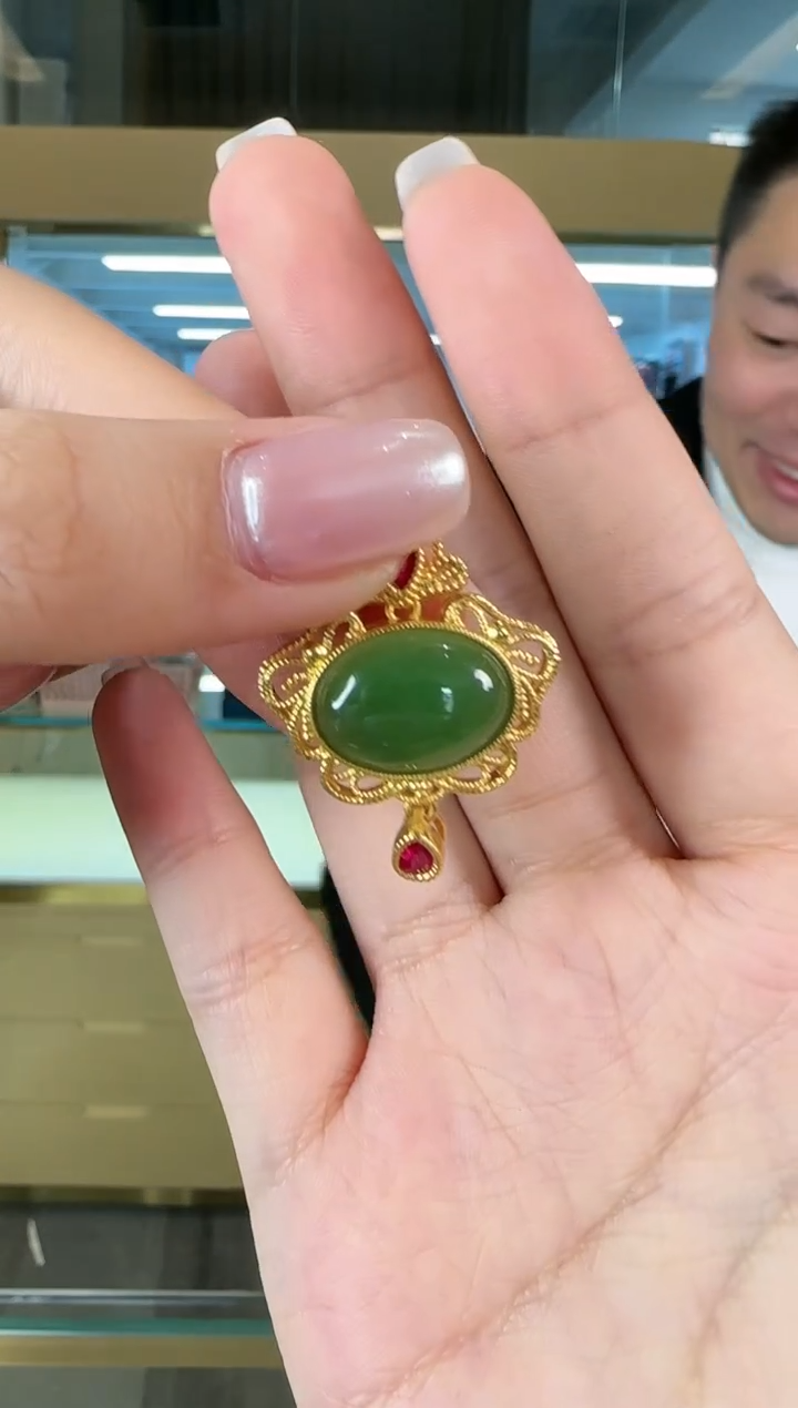 【闪购商品】和田玉吊坠18K金镶嵌0116-011