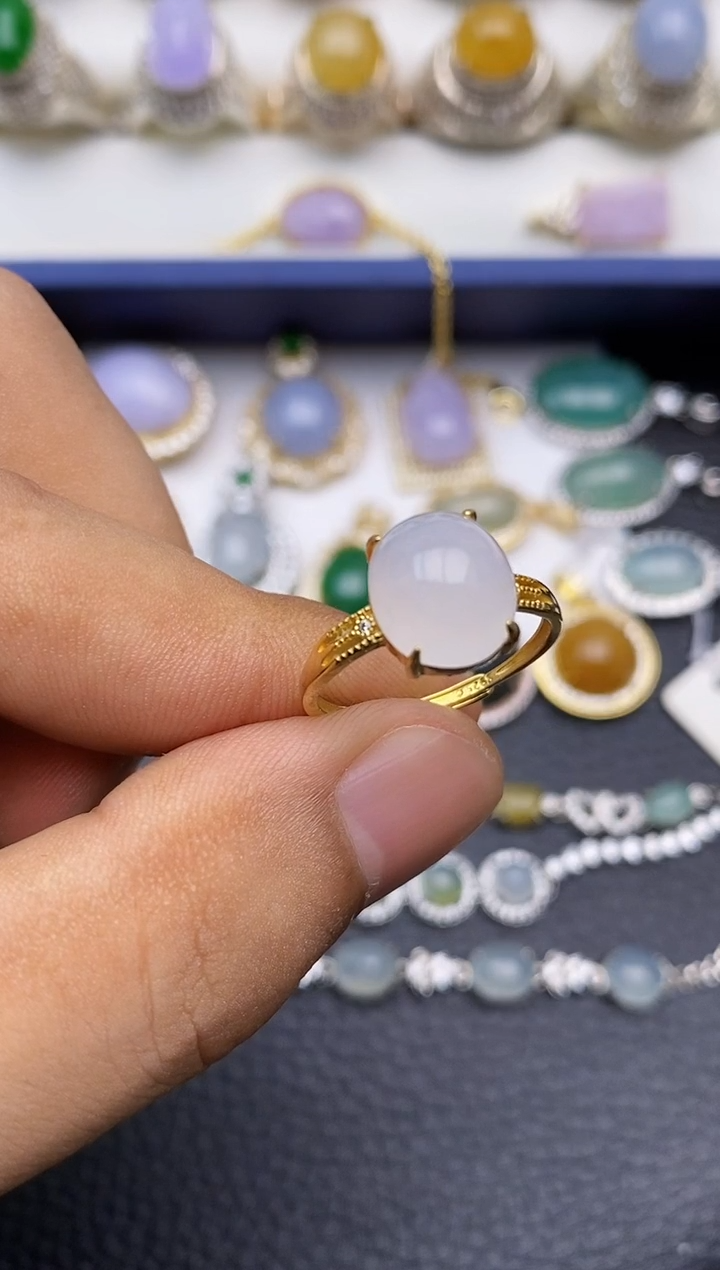 翡翠戒指银S925镶嵌/0045