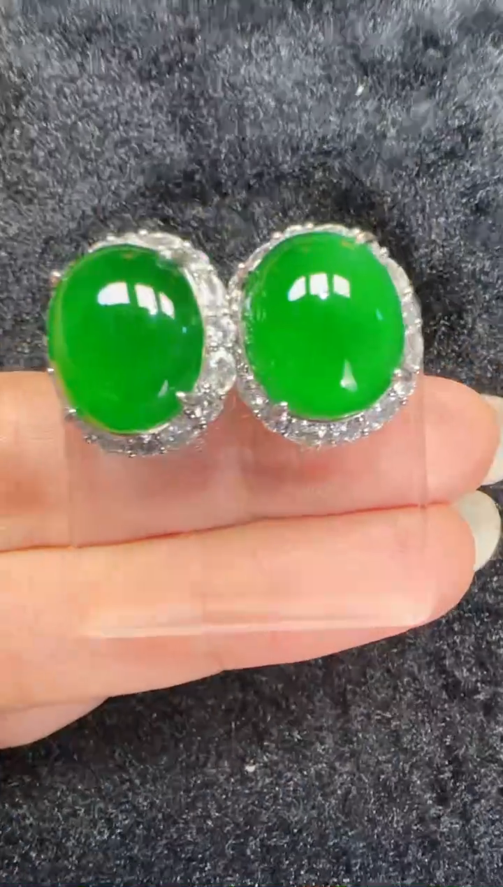 未镶嵌定制翡翠翡翠耳环91