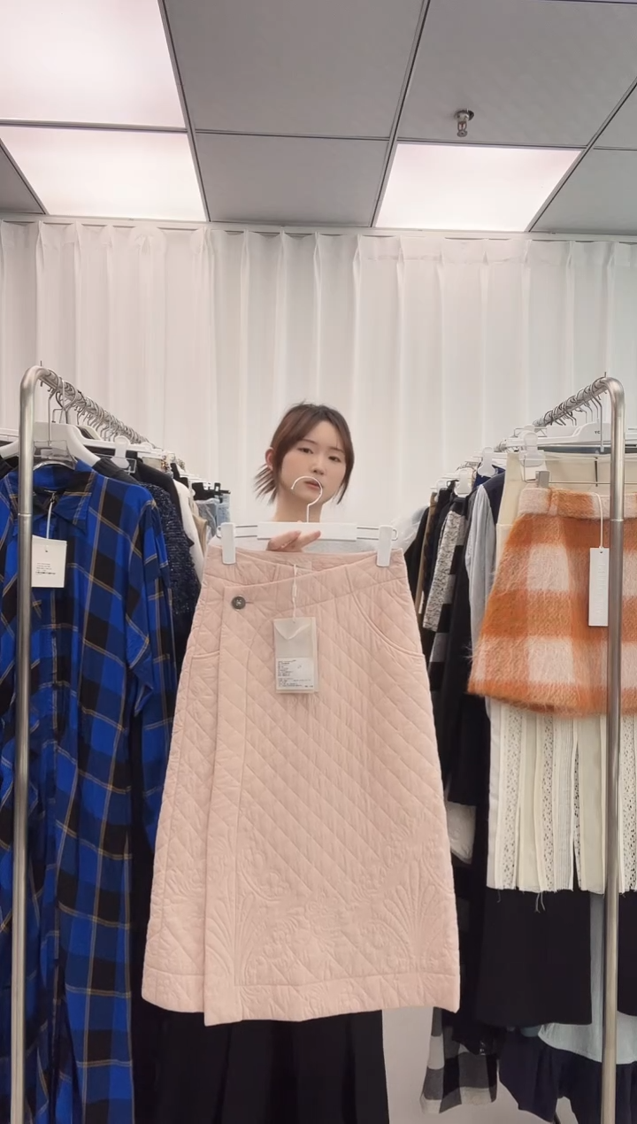 编号056  HAIZHENWANG 设计师品牌秋冬薄夹棉半裙