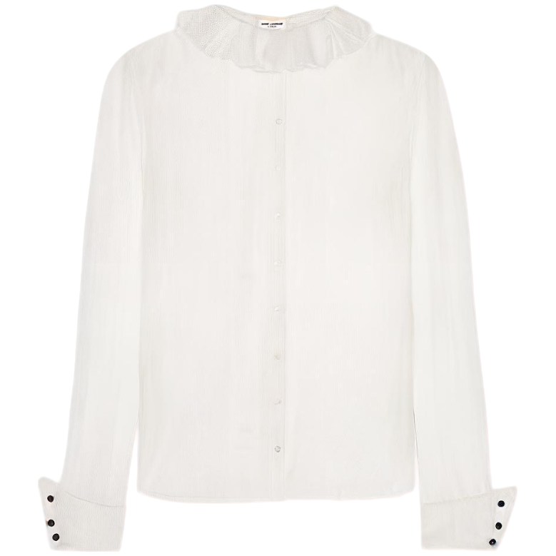 未使用 YSL/圣罗兰 系扣蕾丝衬衫