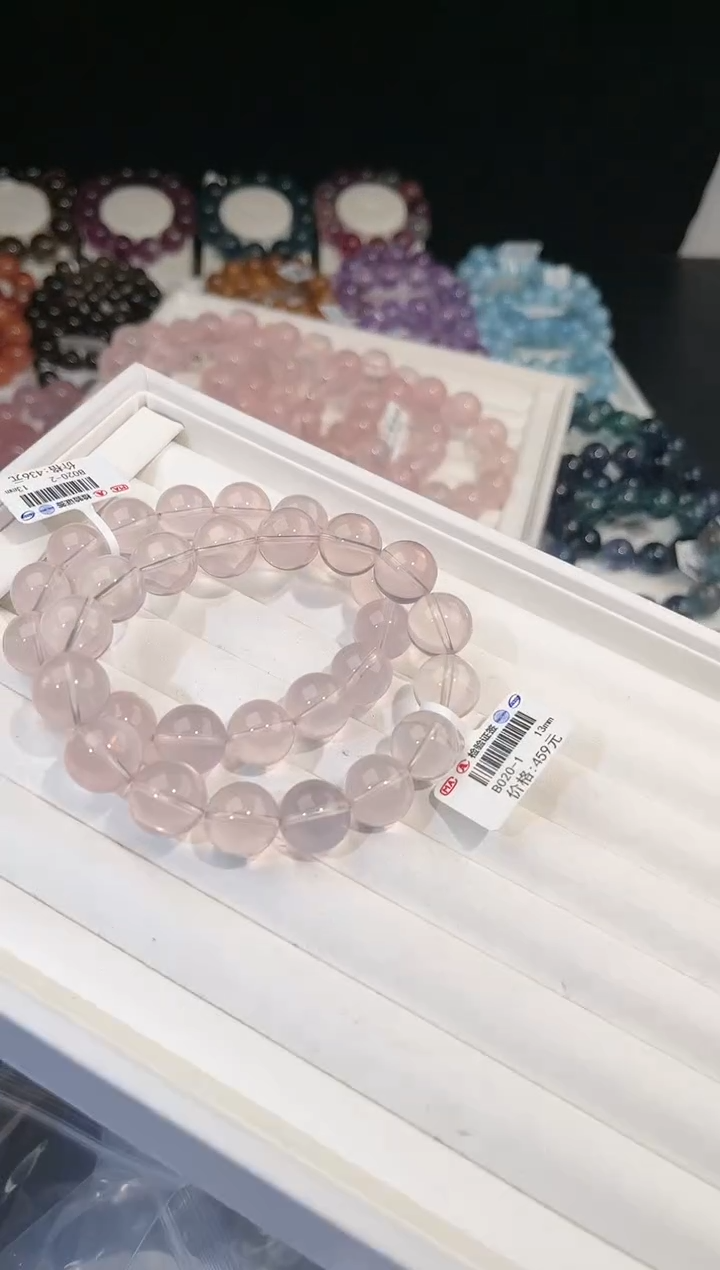 【闪购商品】水晶手链未镶嵌多样性发一紫莫粉13mm