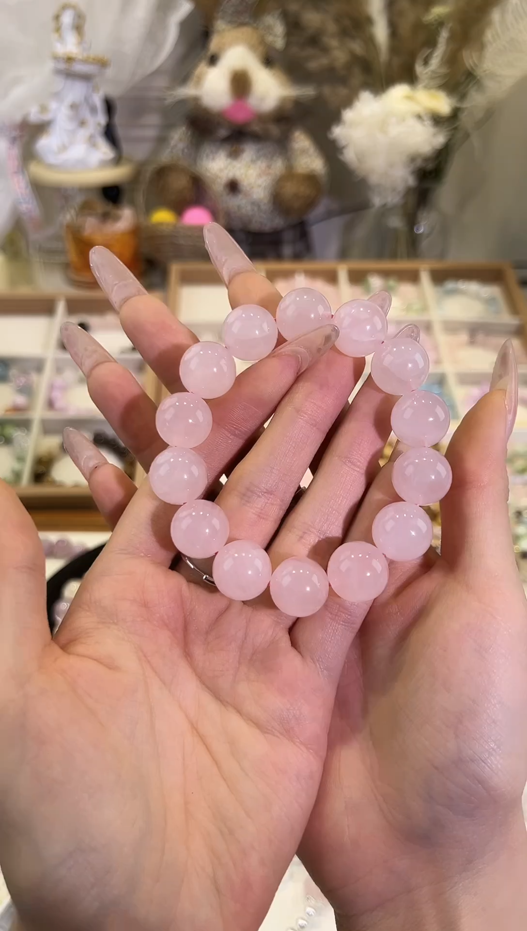 水晶手串未镶嵌西柚粉晶