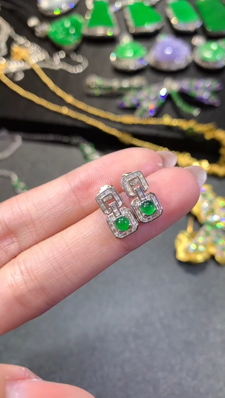 【闪购商品】翡翠耳饰银S925镶嵌226耳饰（多样性发货一件