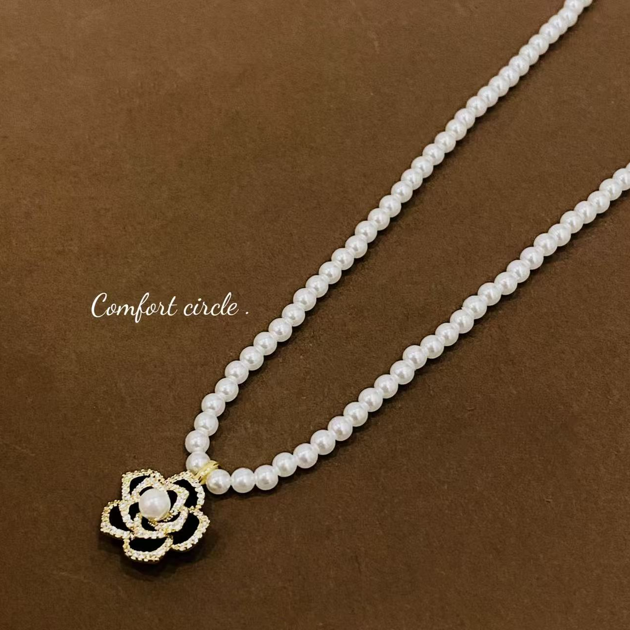 铜合金仿珍珠项链 c207 【山茶花珠珠项链】时尚甜美百搭款项链4633