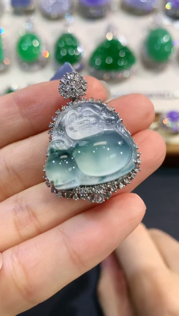 【闪购商品】翡翠吊坠(不含链)18K金镶嵌w33