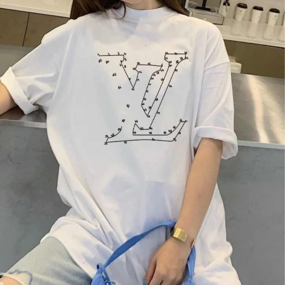 000808 路易威登/Louis Vuitton 连连看镜像logo短袖 L码 99新