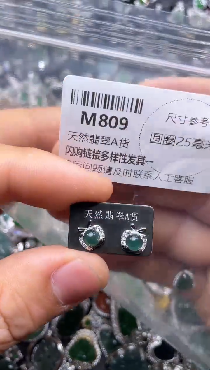 【闪购商品】翡翠颈饰未镶嵌M809耳钉